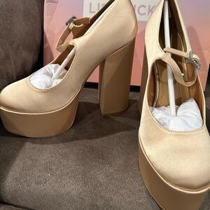 Elegant Cream Platform Heels